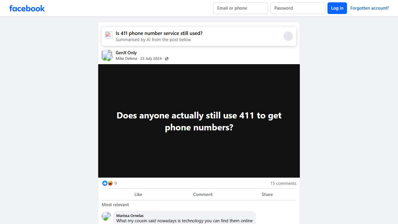 GenX Only | Does anyone actually still use 411 to get phone numbers | Facebook